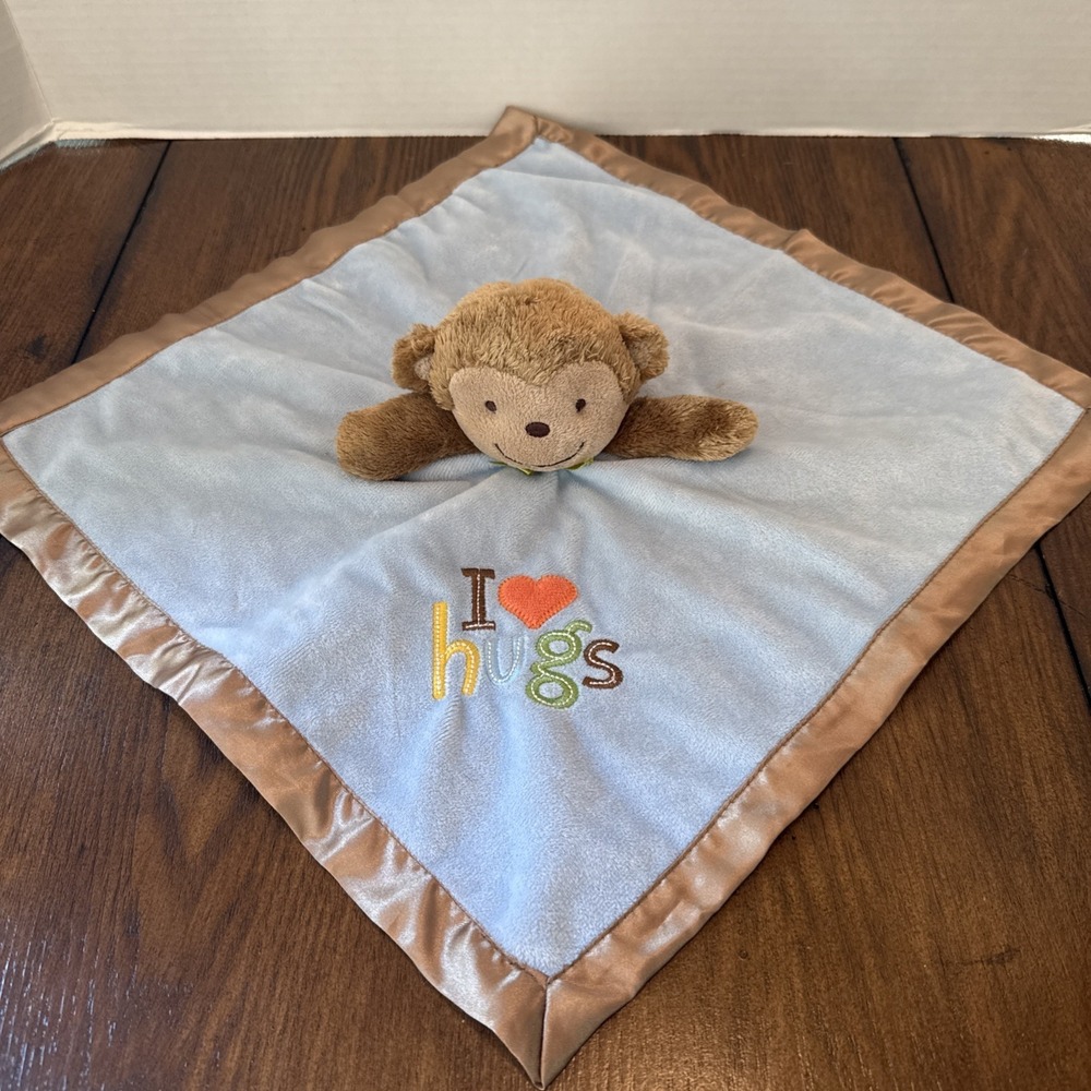 Carter's Child of Mine I Love Hugs Bear Rattle Baby Blanket Lovey Satin Trim
